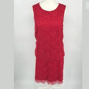 Elle Sz 16 Red Lace Skirt XL Lace Tanktop Cardigan